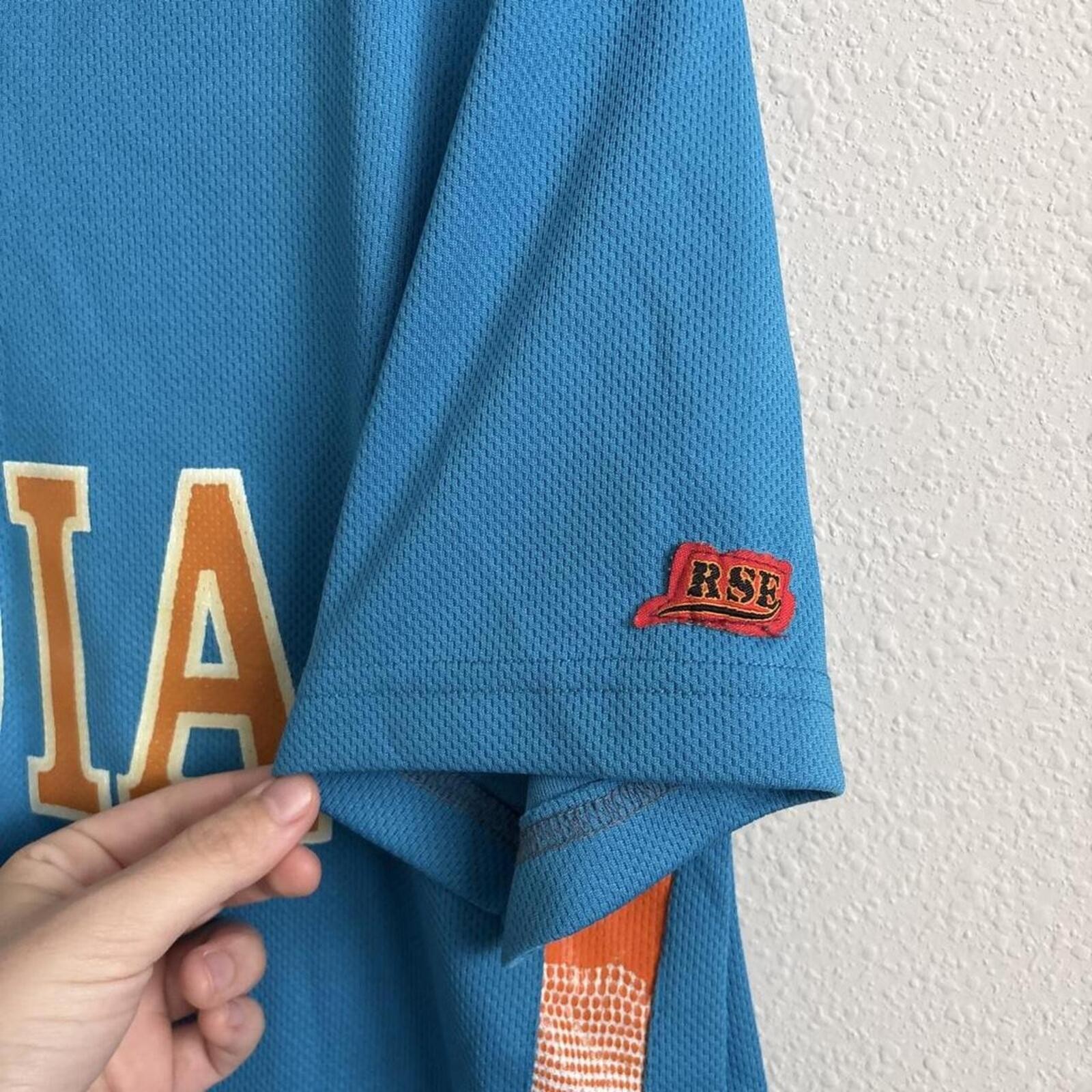Vintage India Cricket Jersey RSE Sportswear Size 40 Blue Spellout Polo Shirt gallery