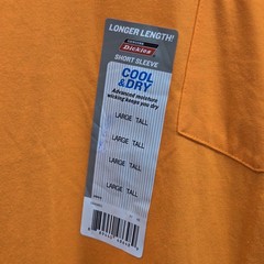 NWT! Dickies Cool & Dry Short-Sleeve Shirt Pocket Neon Orange Men’s Large Tall