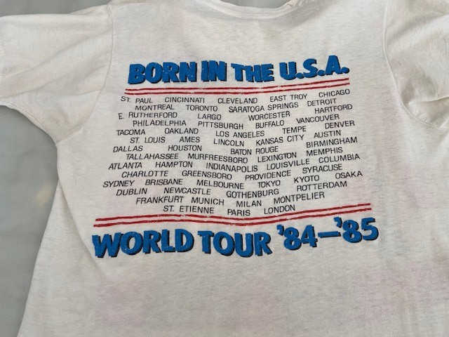Bruce Springsteen 1984 1985 vtg t shirt Tour Dates Concert Fits S but says M gallery
