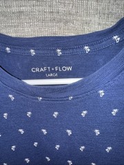 Men’s Craft + Flow Blue Crewneck Tshirt With Palm Tree Print Size L