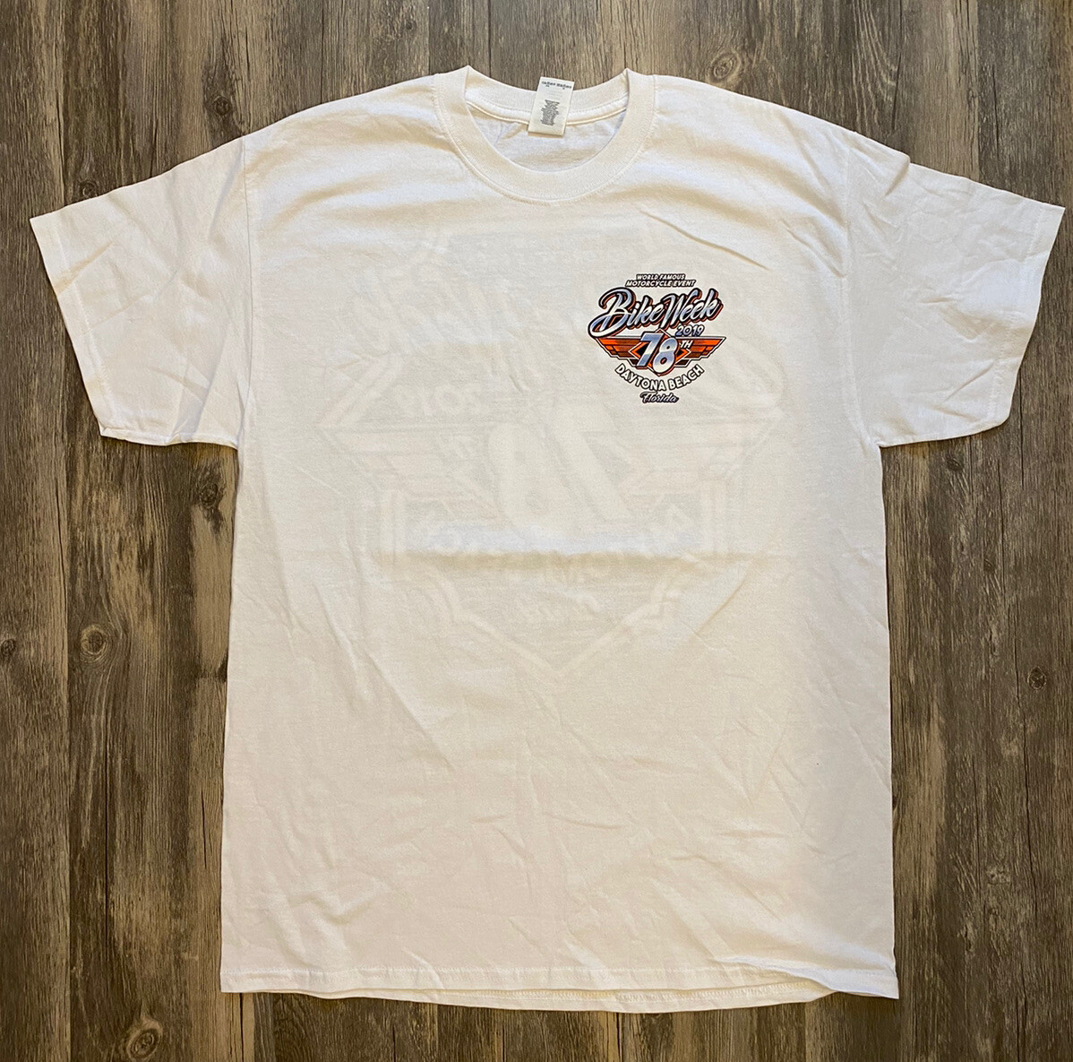 Men’s Daytona Beach, FL 78th 2019 Bike Week White Graphic T-Shirt- Size L gallery