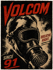 Volcom Breathe Right Since 91 Graphic T-Shirt Mens Retro Streetwear Black Tee