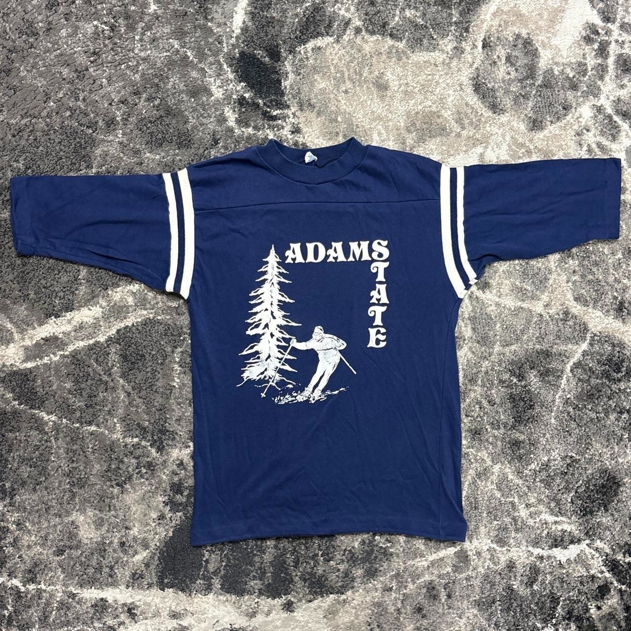 Vintage Ski Shirt Adult Small 70s 80s Adams State Colorado Artex Varsity Navy gallery