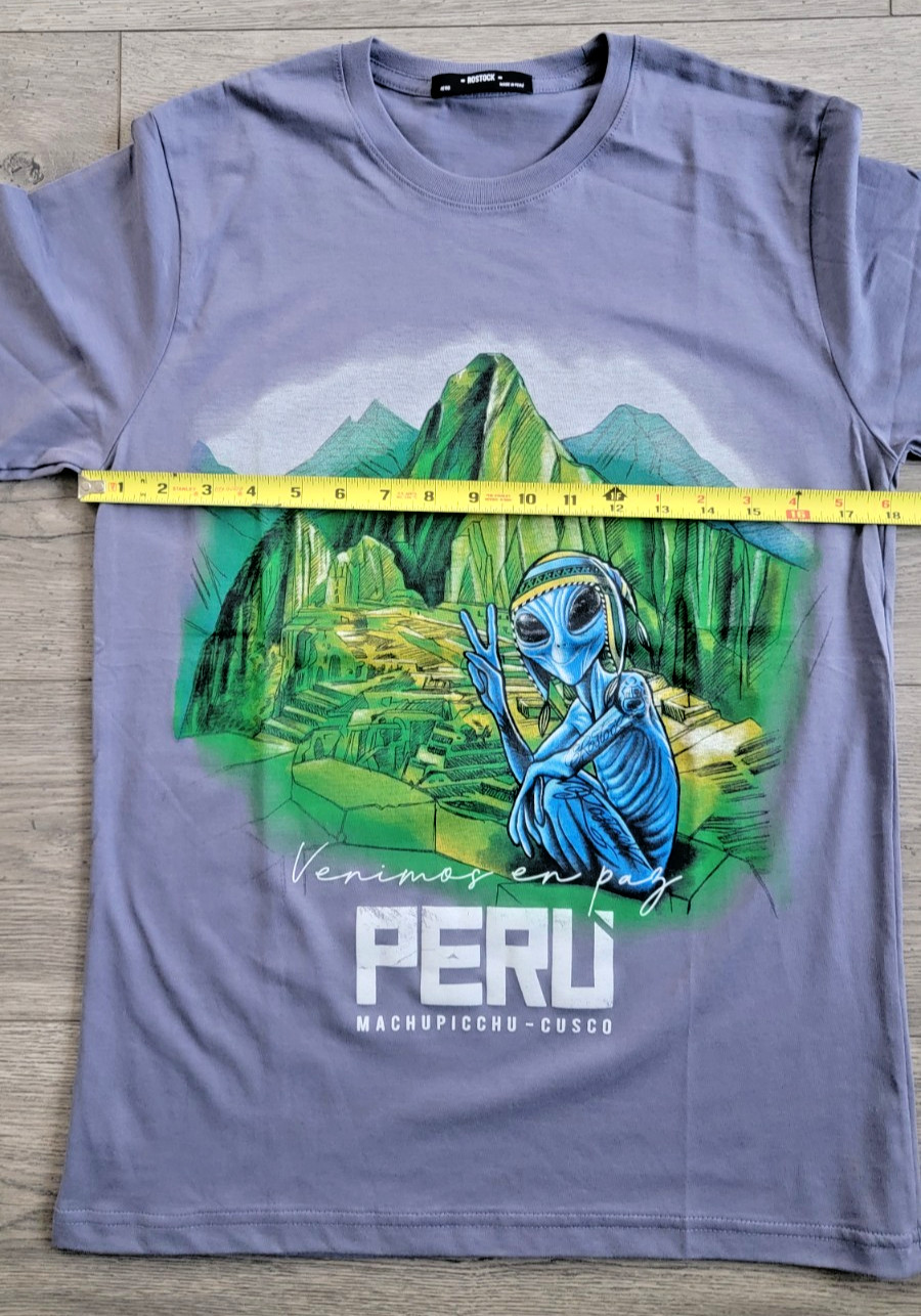 Peruvian Designs T Shirt Unisex Size S ** Machu Picchu Alien - Peruvian Cotton gallery