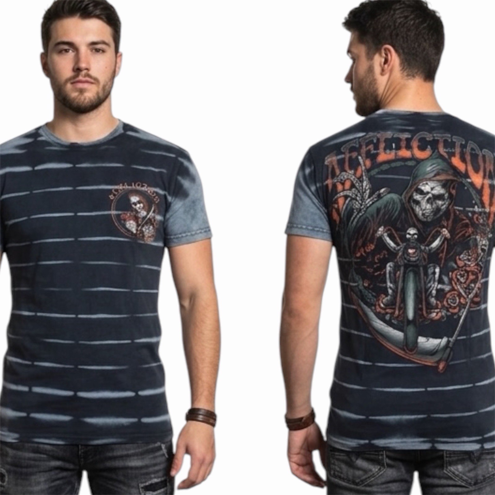 $58 AFFLICTION American Customs HELL RIDER Short Sleeve Slim Fit T-shirt NWT gallery