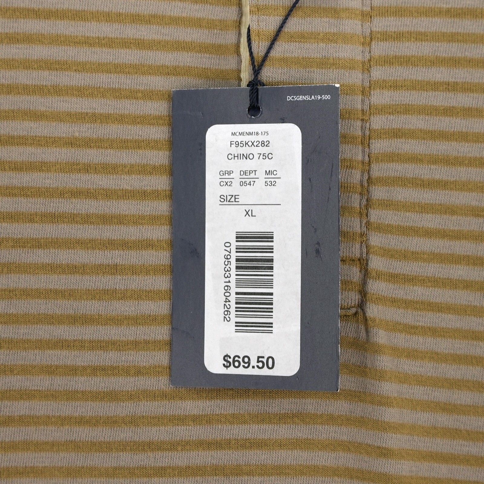 Cremieux Men's Long-Sleeve Henley Shirt XL Gold Gray Striped NWT $69.50 gallery