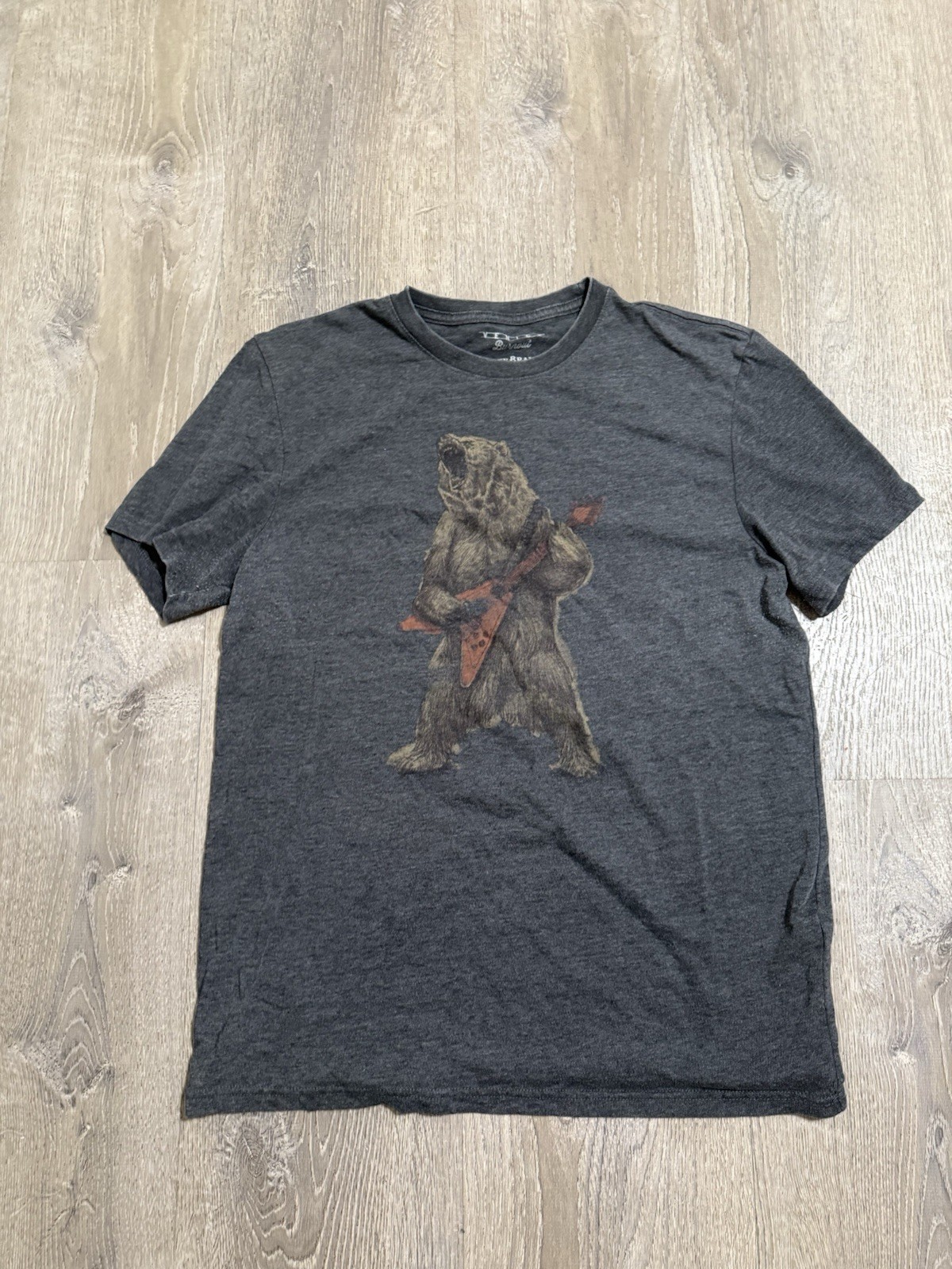 Lucky Brand Men’s M Venice Burnout T-Shirt Bear Playing Guitar Graphic Sheer