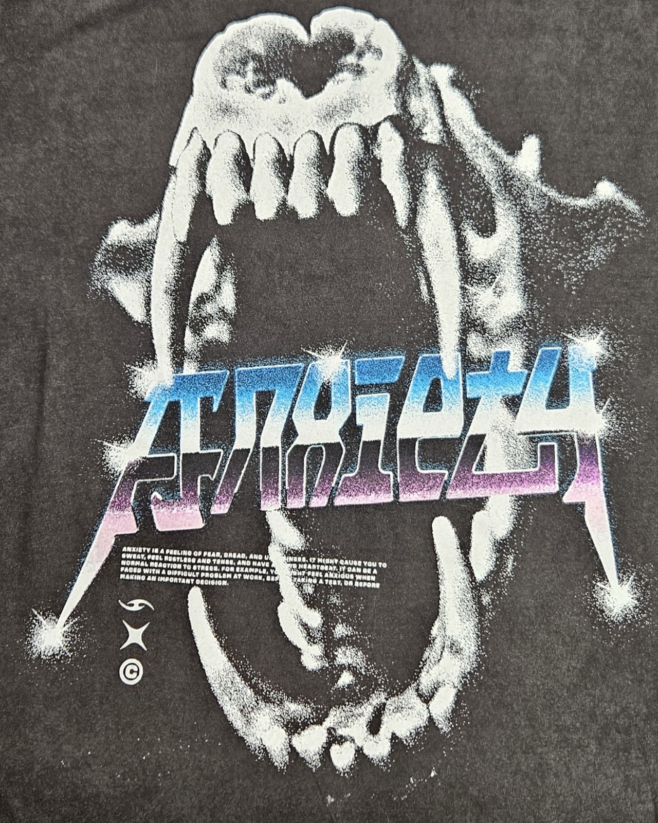 Men's Alpha Collective Anxiety Graphic Print Crewneck T-Shirt Size XL Faded... gallery