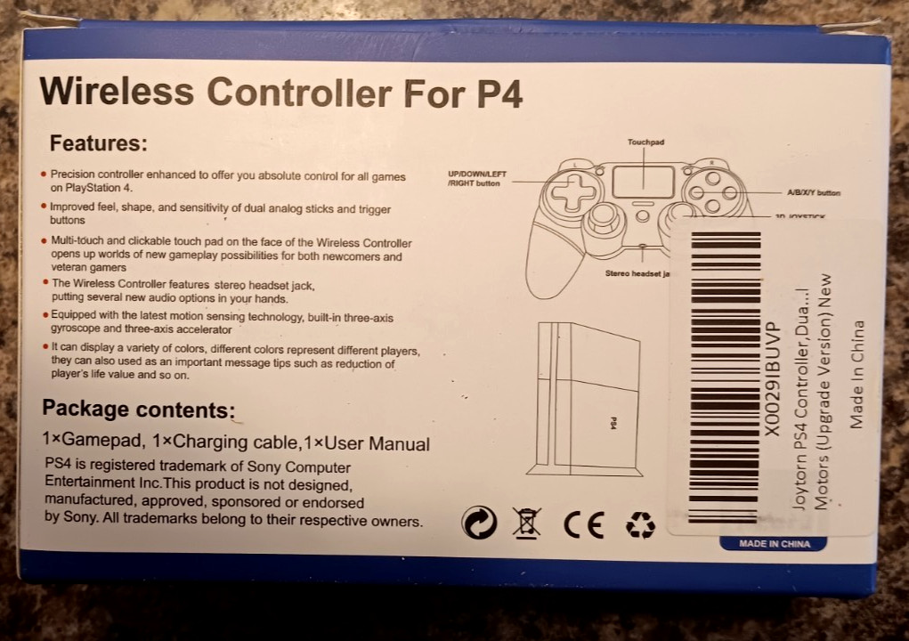 Wireless Controller for P-4 with Non-Slip Grip, 3.5mm Audio Jack and Thumb Caps