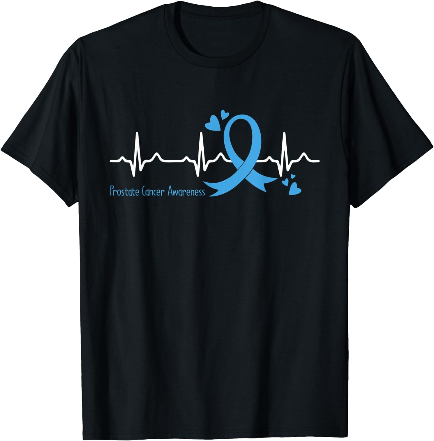 Heartbeat Light Blue Ribbon Prostate Cancer Awareness Unisex T-Shirt