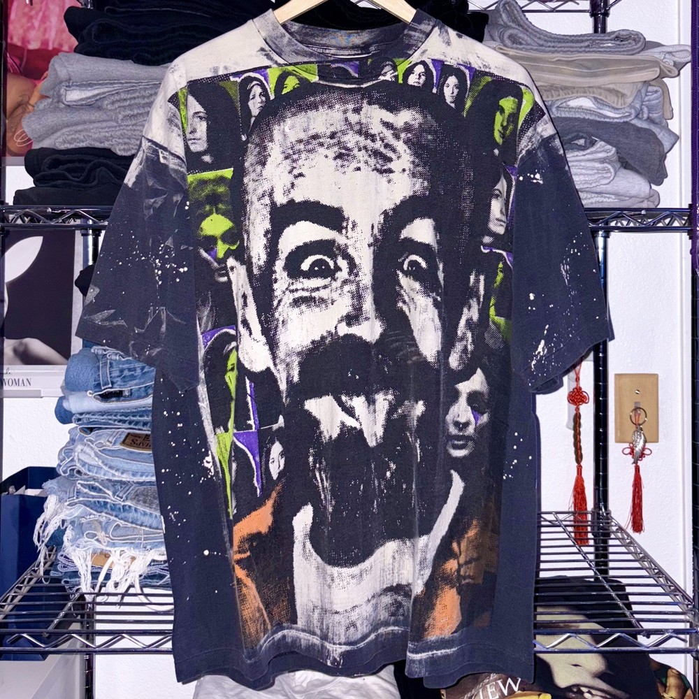 90s Inspired Charles Manson Mosquitohead Style Goth Punk Bleach Dye Tee XXL