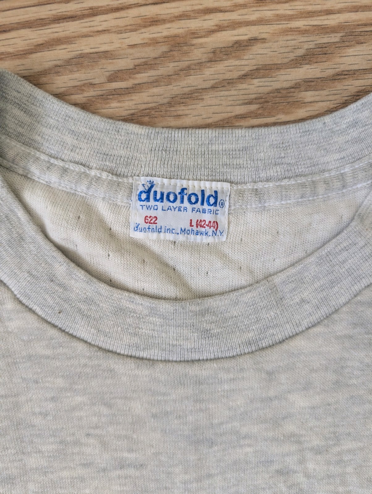 Vintage Duofold Men’s Crew Neck T-Shirt L Cotton Knit Two Layer Fabric 70s