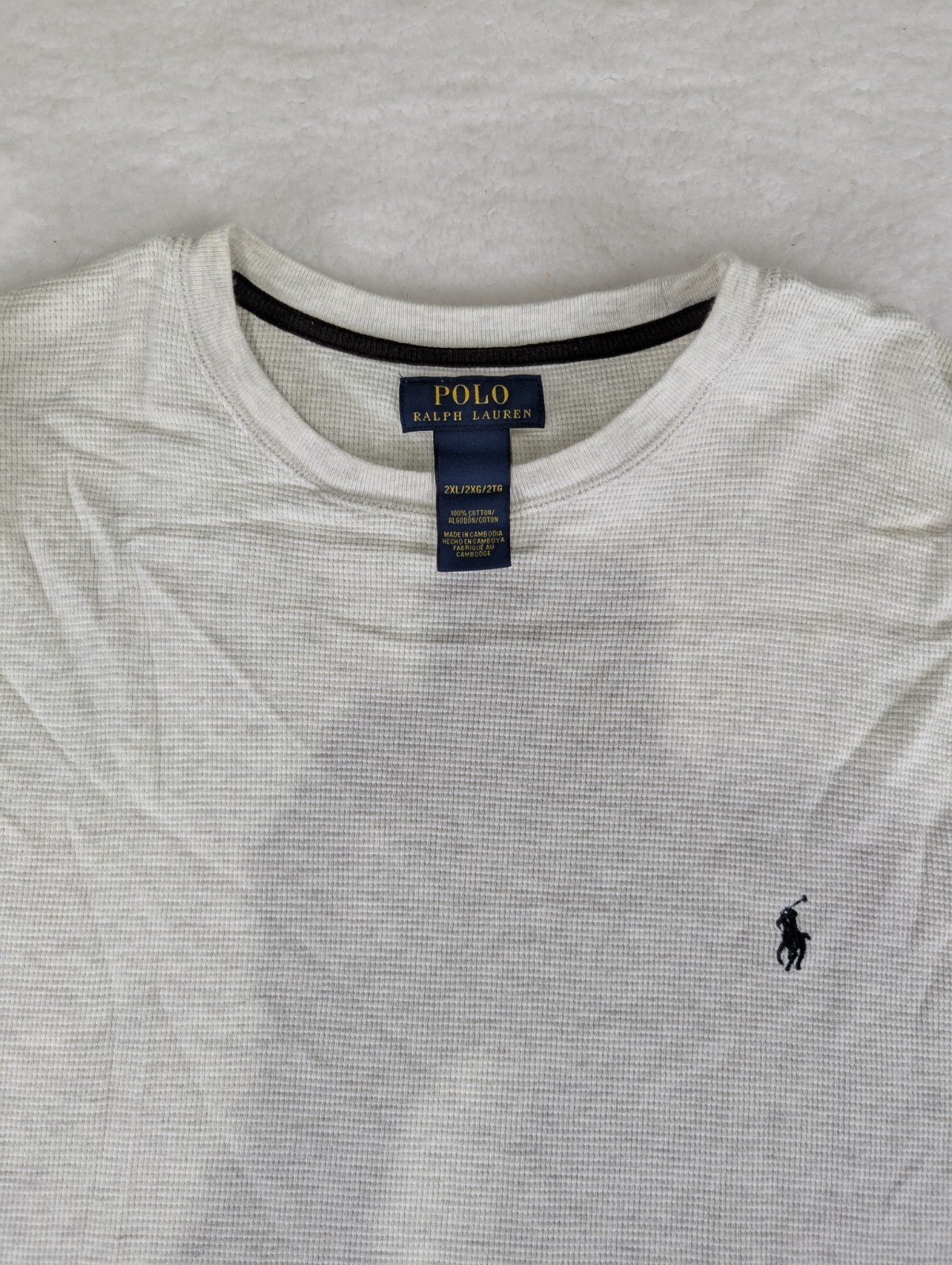 POLO RALPH LAUREN Waffle Knit Crewneck Pull-On Thermal White Shirt Men's 2XL gallery