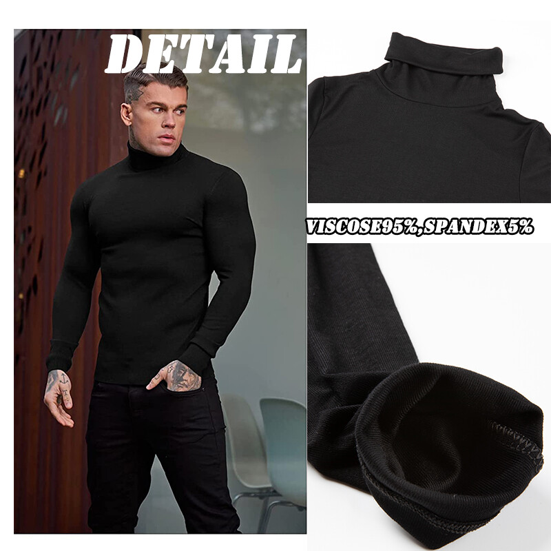 Men's Thermal Long Sleeve Compression Shirts Turtleneck Winter Base Layer Top US gallery