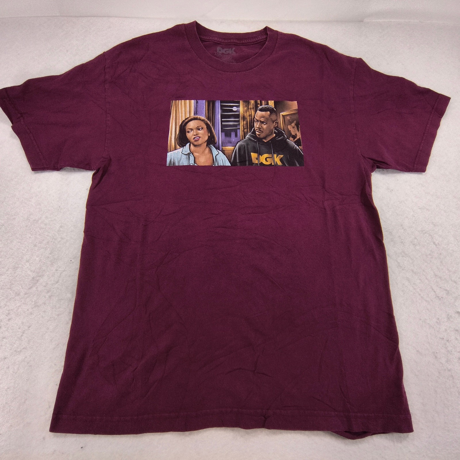 DGK Martin Casual Short Sleeve Graphic Crew Neck Shirt Mens Size Large L Maroon gallery