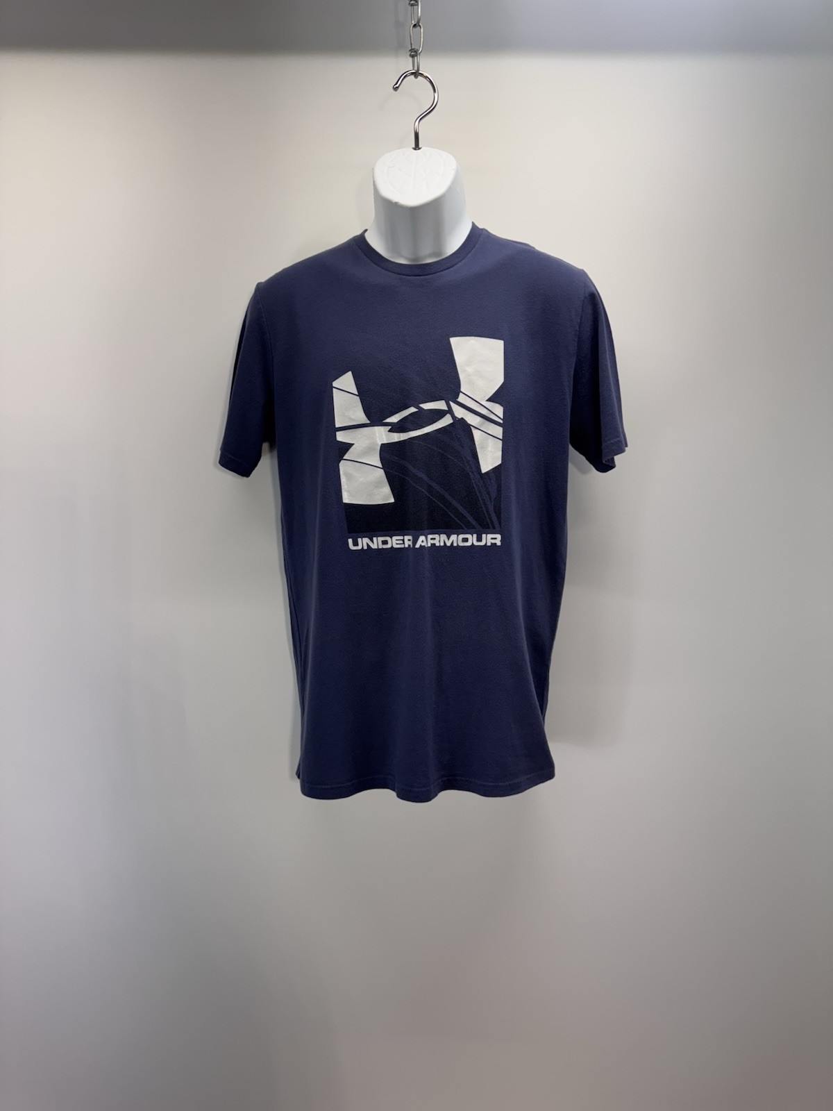 Under Armour Heatgear Blue Cotton T -Shirt White Logo Men’s Size Medium gallery