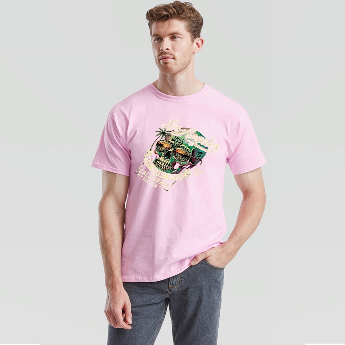 Los Angeles Surf Skull Surfing Mens T Shirt California Graphic Beach Style gallery