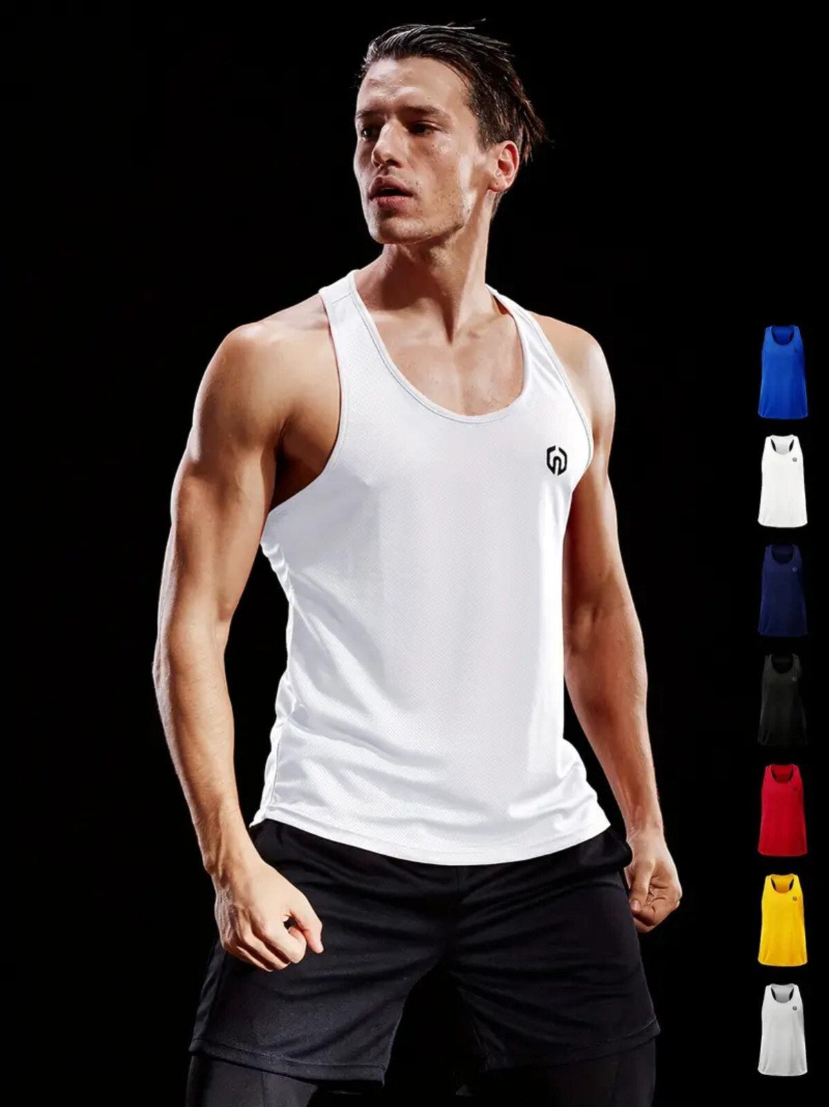 NELEUS 'Dry Fit Logo Muscle' Mesh Tank Top Men's M Gym Workout Exercise WHT NEW! gallery