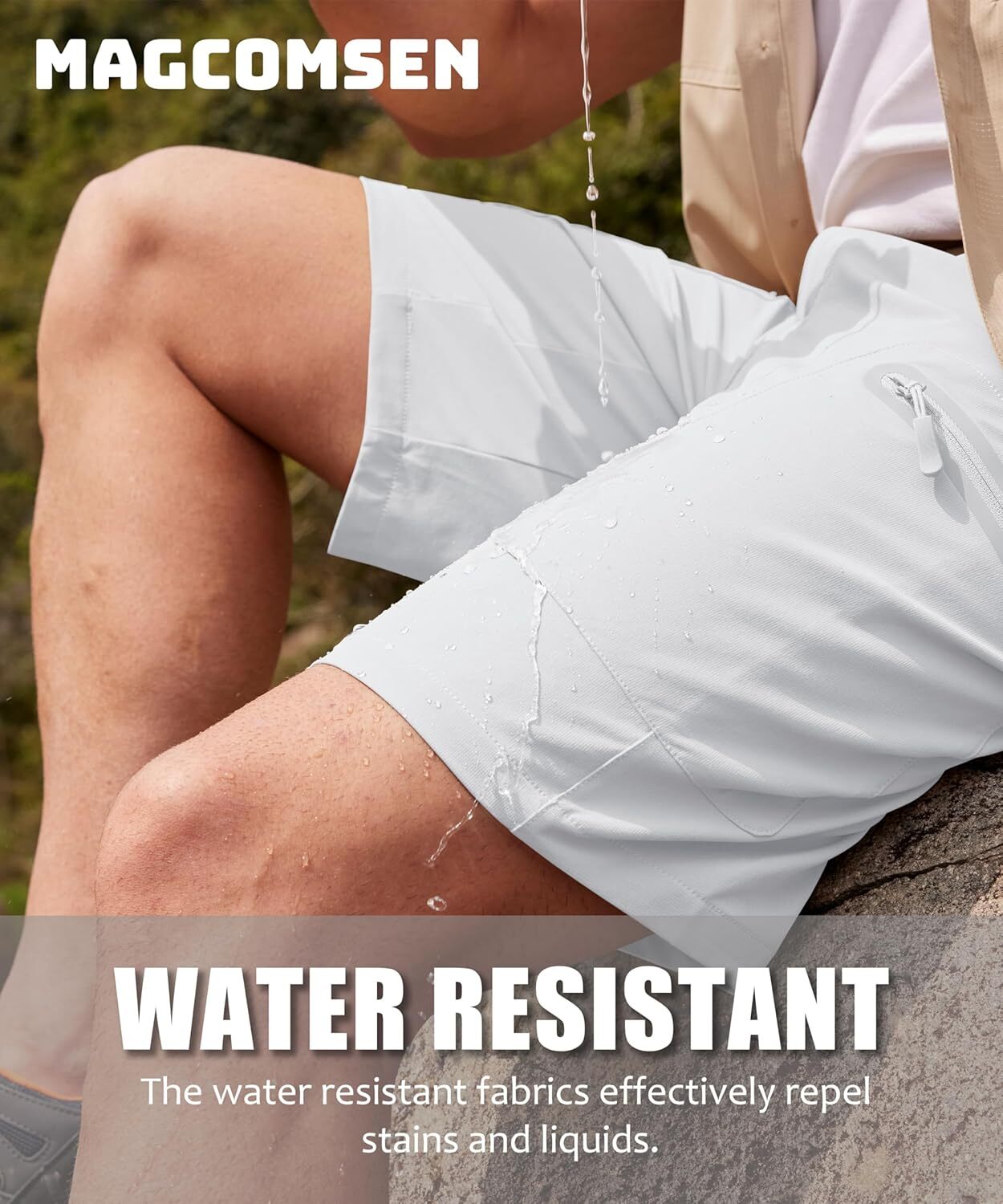 MAGCOMSEN Men's Hiking Shorts Lightweight Quick Dry Stretch Cargo 36, White gallery