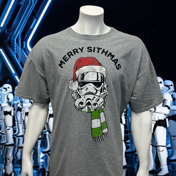 Star Wars “Merry Sithmas” Christmas Storm Trooper Gray Graphic T-Shirt Size XXL