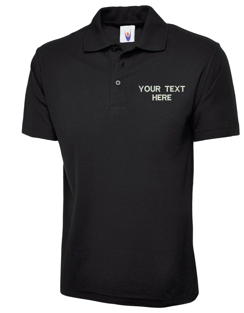 Personalised Embroidered Left Chest Text Polo Shirt, Workwear Office Unisex Top