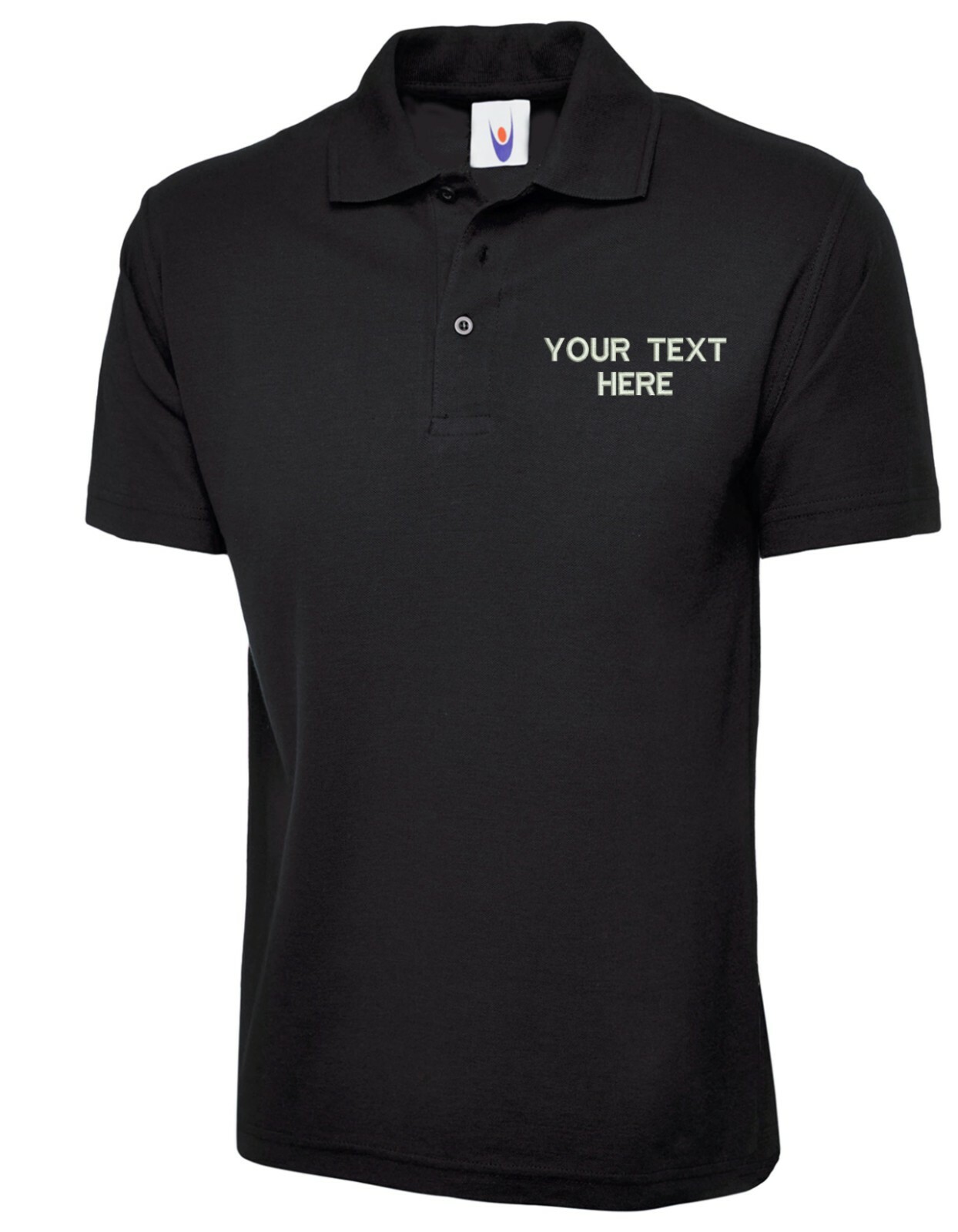 Personalised Embroidered Left Chest Text Polo Shirt, Workwear Office Unisex Top