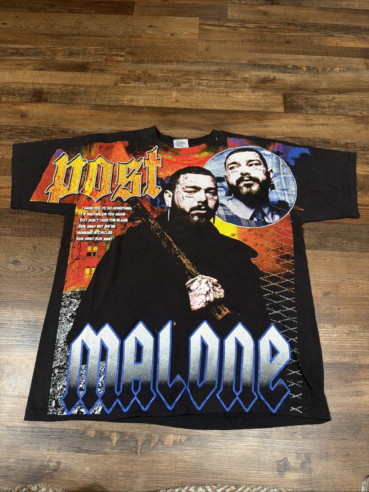Post Malone AOP Shirt Size XL RAP Tee BOOT Tultex Circles Black Free Shipping