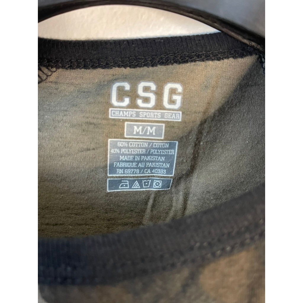 CSG Champs Sports Gear Mens Medium Camo Raglan Long Sleeve T-Shirt Green Black gallery