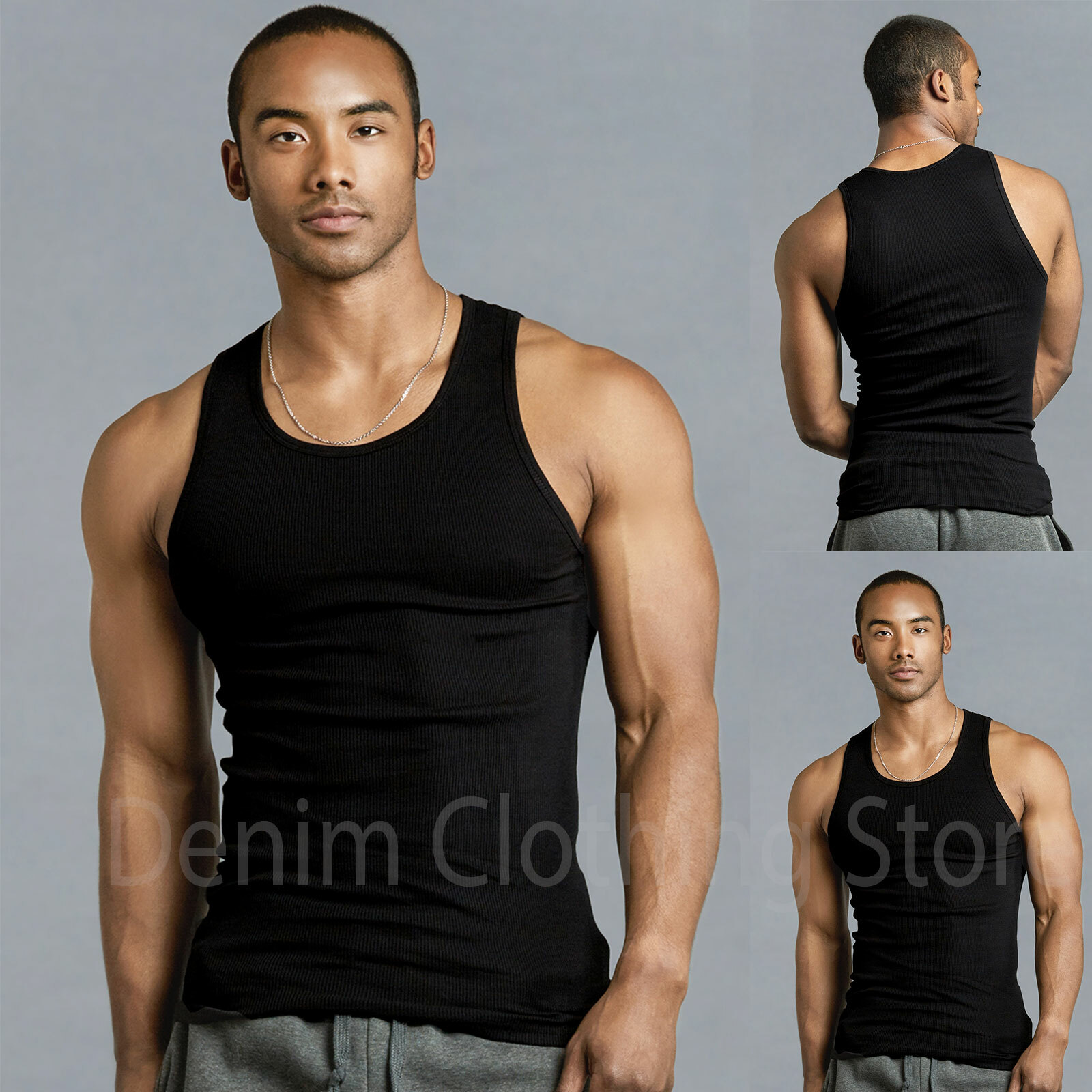 4XL-5XL Men's A-Shirt 6 Pack Lot Tank Top Cotton Wife Beater Ribbed Undershirt gallery