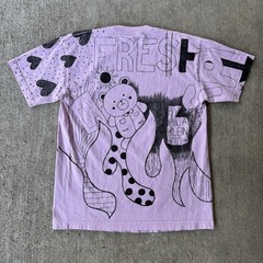 Teddy Fresh Hila Klein Marker Sketch Graphic Art Bear T Shirt Pink Size Medium
