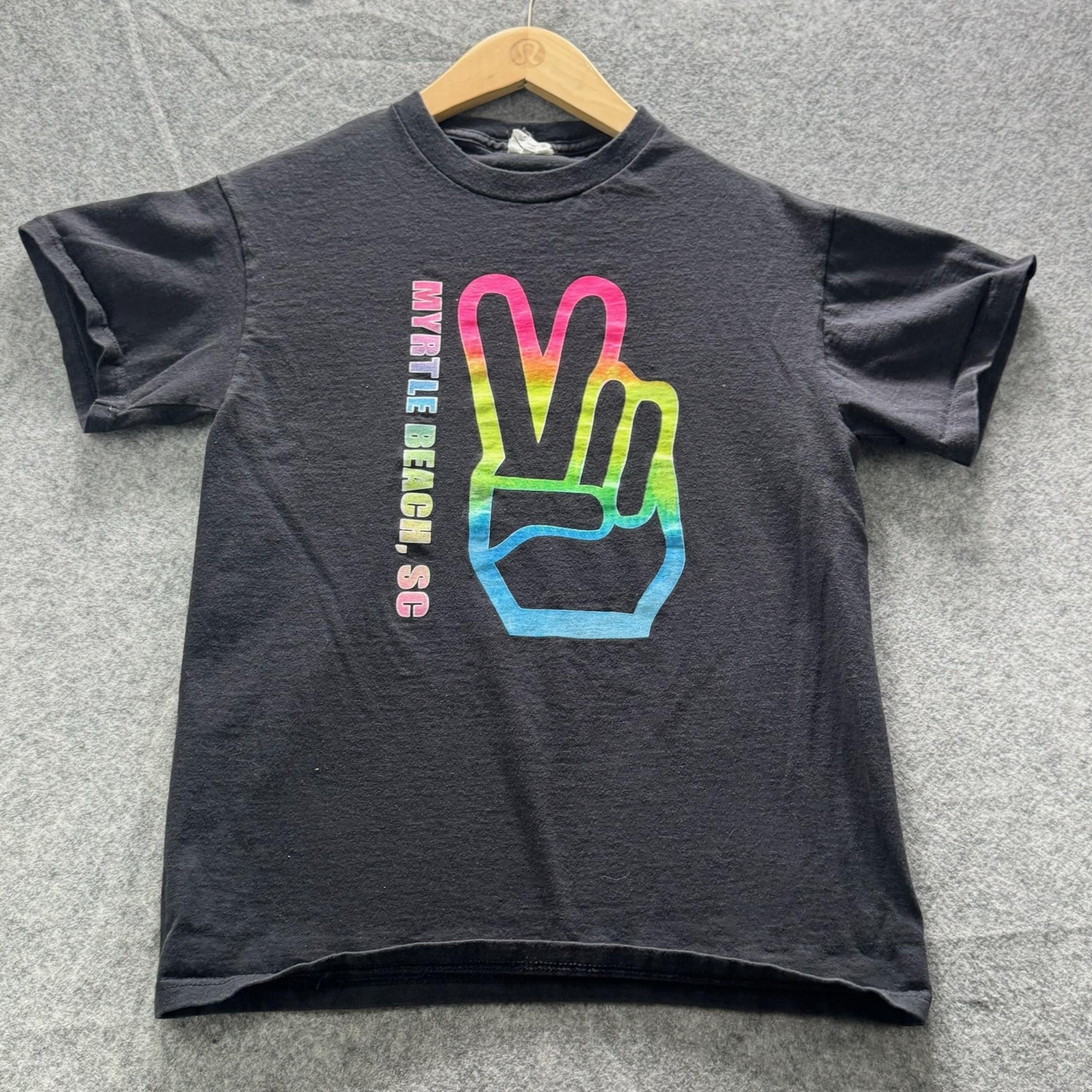 Delta Shirt Mens L Black Myrtle Beach SC Peace Sign Graphic Tee Crewneck gallery