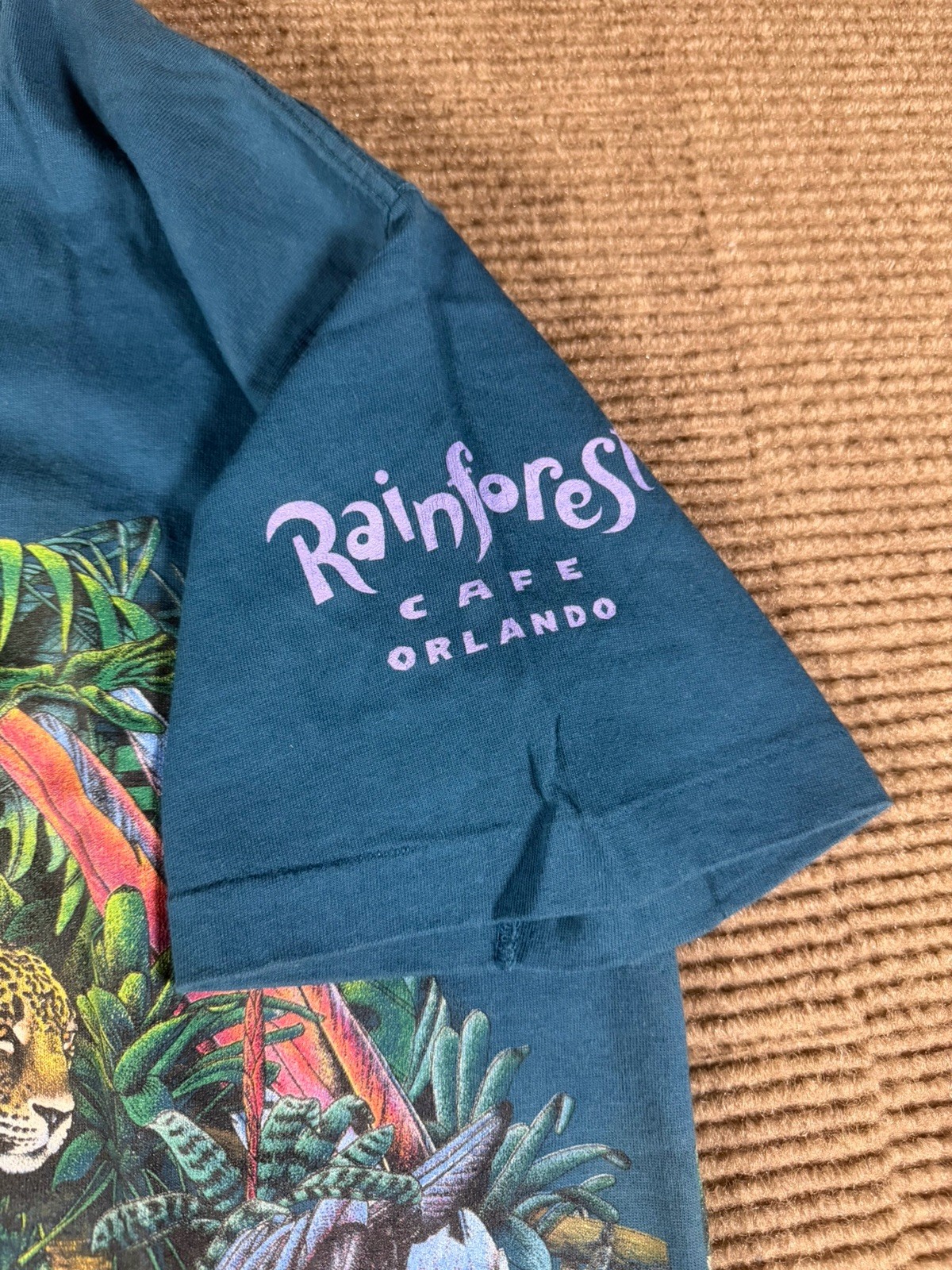Vintage Rainforest Cafe Graphic T Shirt Size Medium All Over AOP Wake Up gallery