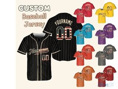 Personalized Team Name And Number Pinstripe Baseball Jersey, Custom Stripe Line