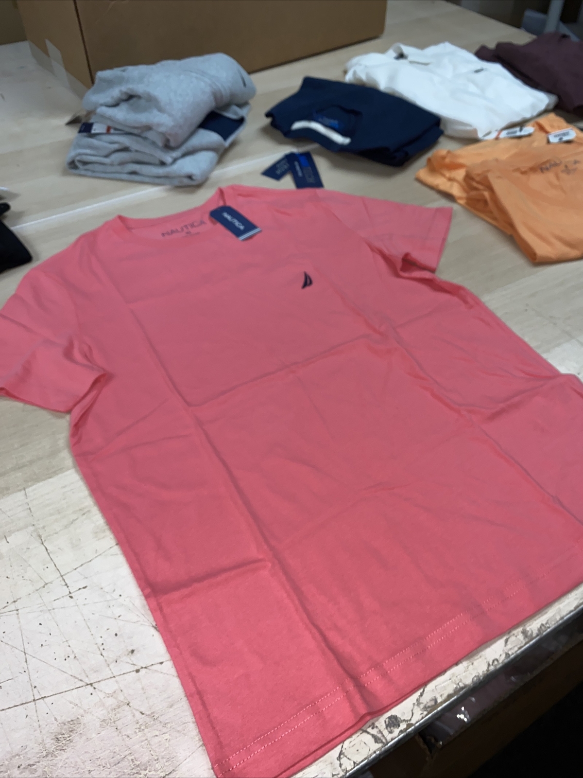 Nautica Mens Solid Crewneck T-Shirt Teaberry Short Sleeve Size XL gallery