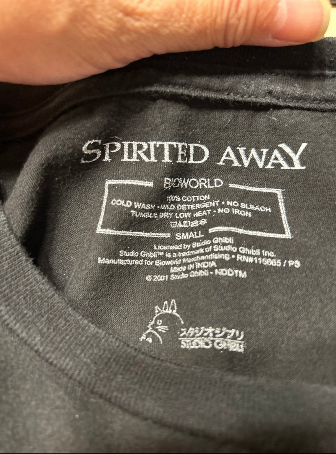 Vintage Y2K Spirited Away Studio Ghibli Anime Tee Bioworld Black Japan Shirt S gallery