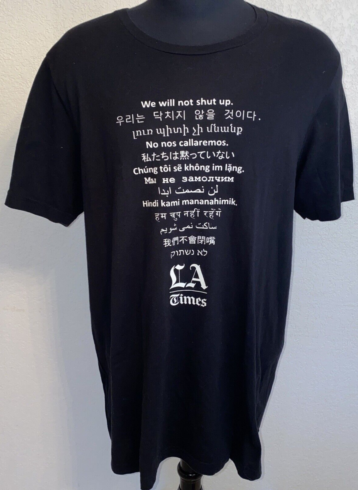 LA Times Newspaper We will not shut up T-Shirt Black Languages Paper Free Speech