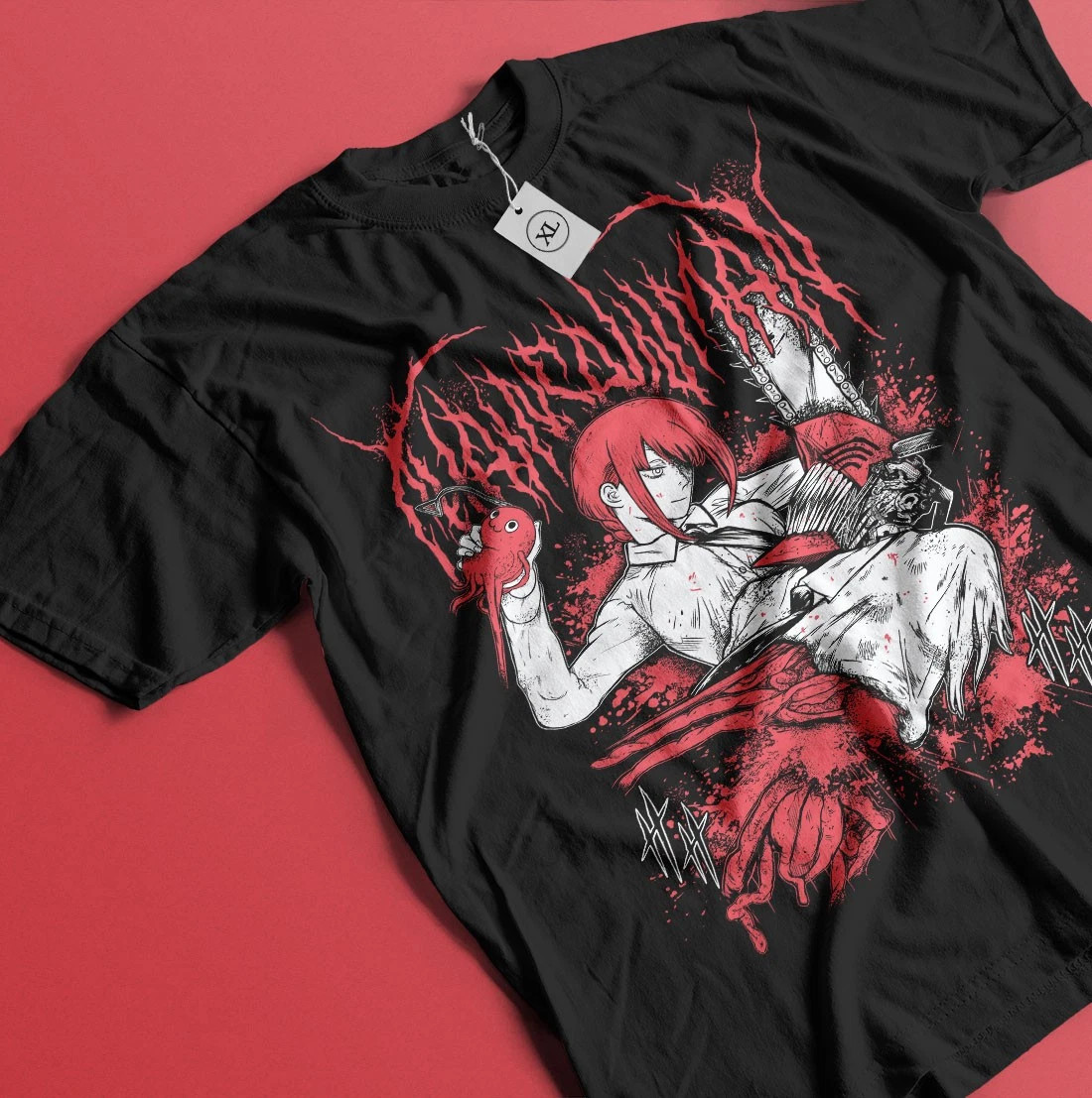 Anime Chainsaw Man Black T-Shirt V1