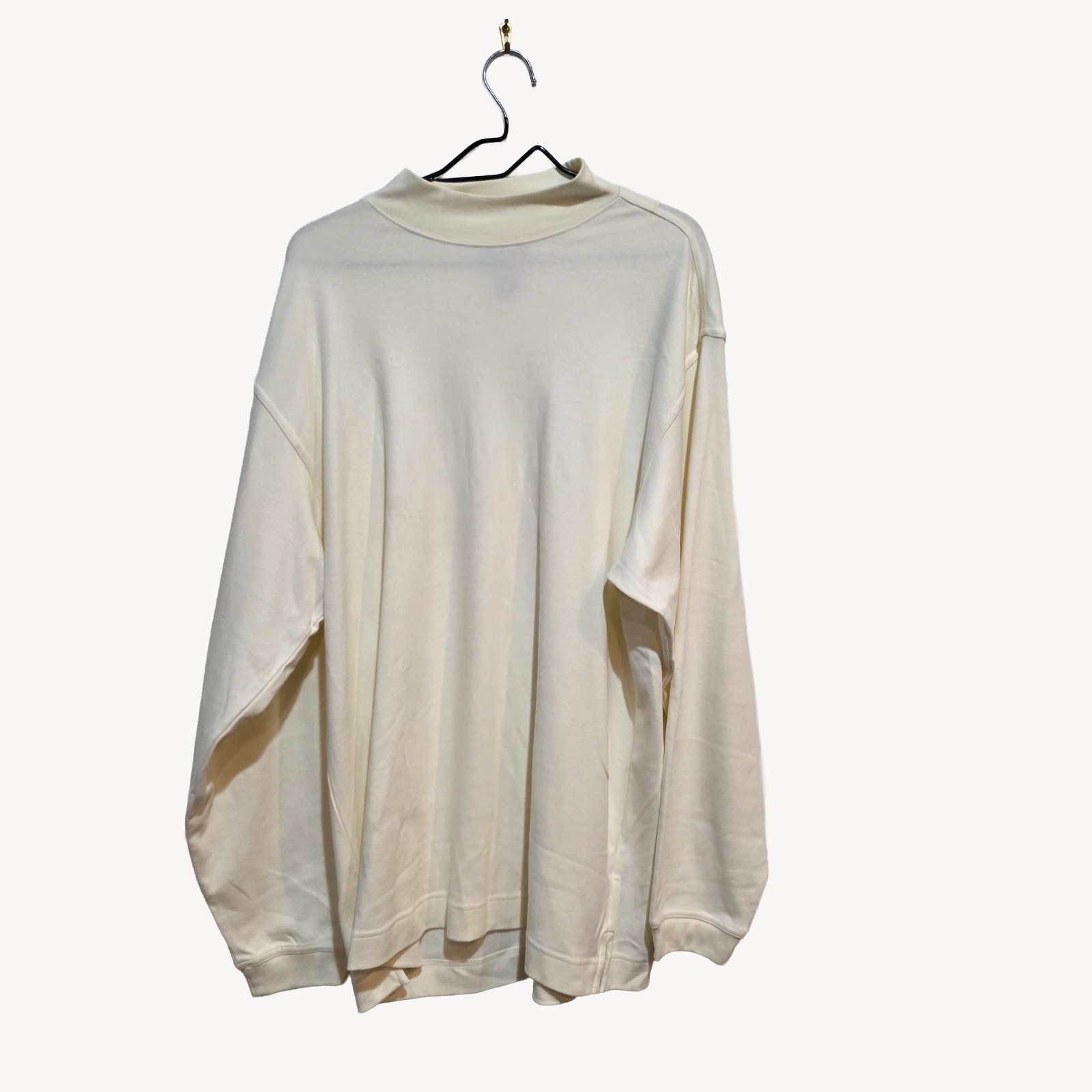 Cutter & Buck XL Mock Neck Shirt Off-White 100% Cotton Canada Minimalist Casual
