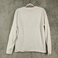 RUSSEL Men’s Long Sleeve T-shirt MEDIUM White Casual Printed 100% Cotton