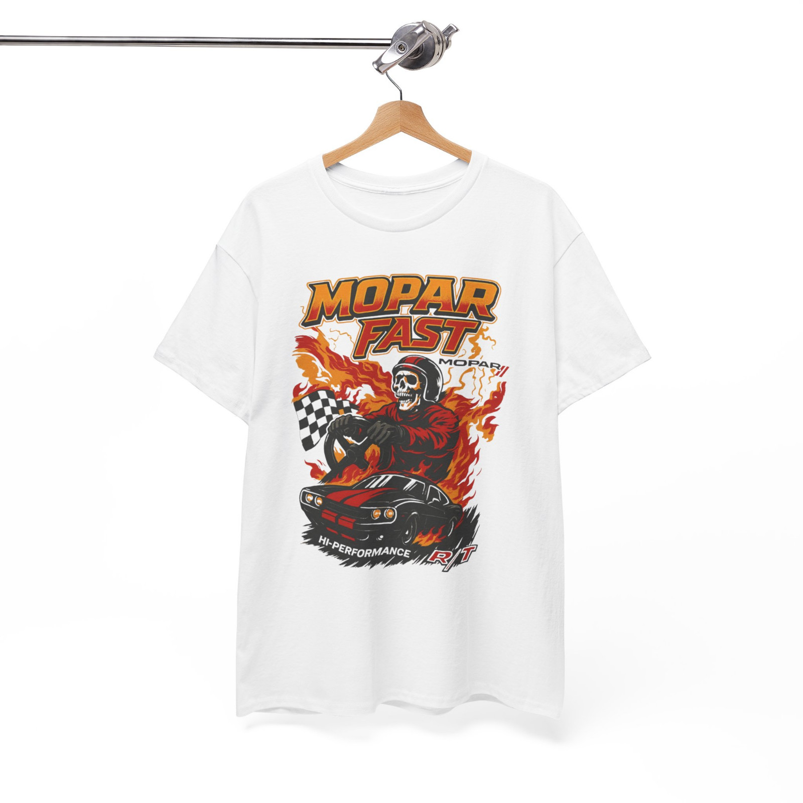 Mopar Fast Skeleton Racer Tee Hi-Performance RT Flames Muscle Car Graphic Shirt gallery