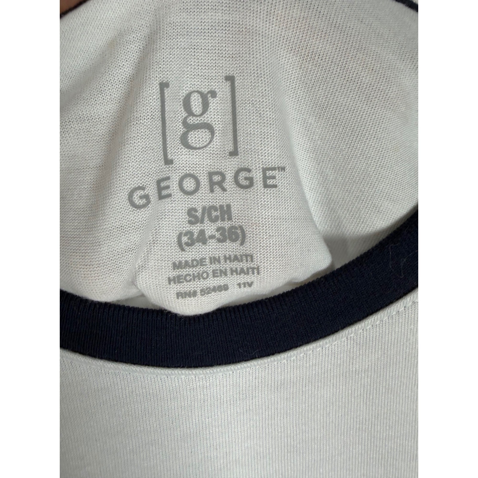 NWT George Baseball T-Shirt Raglan Men S Moisture Wicking White Blue 3/4 Sleeve gallery