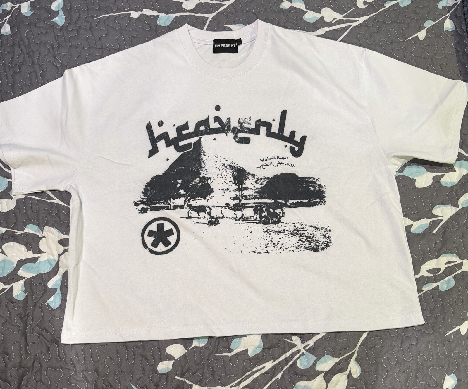 HYPEDEPT Men’s White Graphic Print Crew Neck Short Sleeve T-Shirt Size L