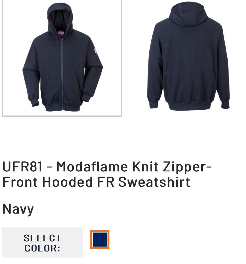 SIZE LARGE.Portwest UFR81 - FR Zipper Front Hooded Sweatshirt Navy gallery