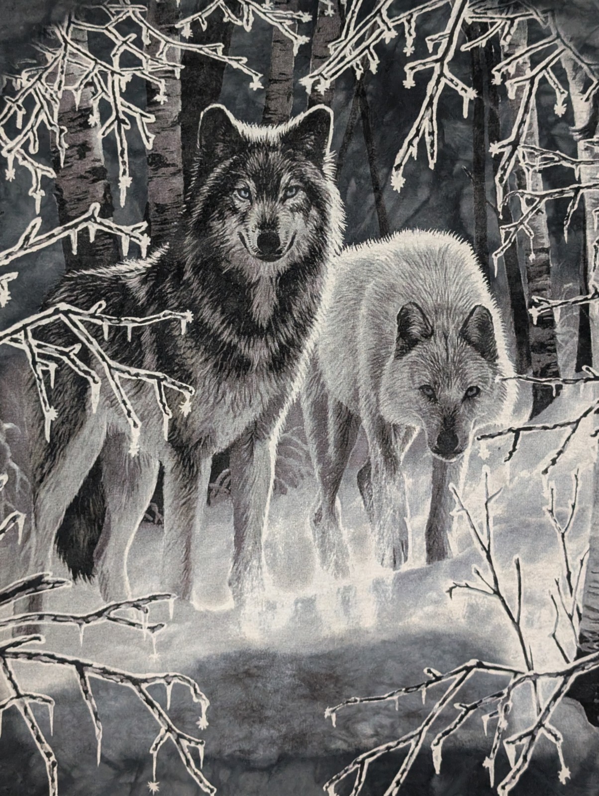 The Mountain Mens T-shirt Vintage Gray Winters Heart Wolves Leather Tag XL #6102 gallery