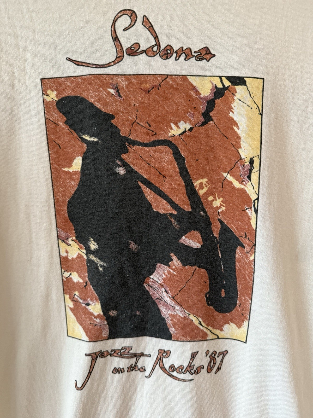 VINTAGE 1987 Sedona Jazz On The Rocks Double Sided Retro Arizona T-Shirt - Large gallery