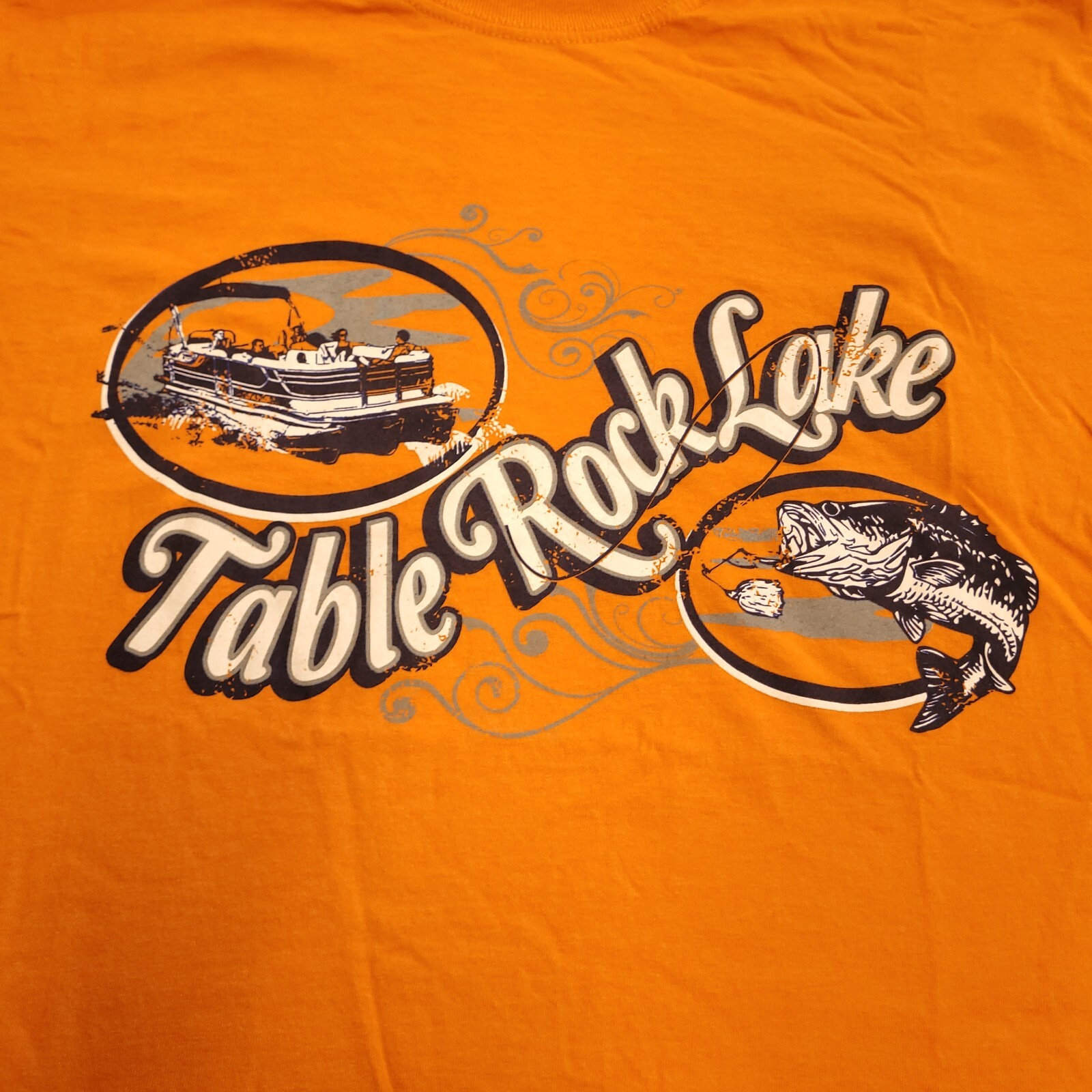 Table Rock Lake Ozarks Big Bass Largemouth Medium Logo Fishing Shirt Boating MO gallery