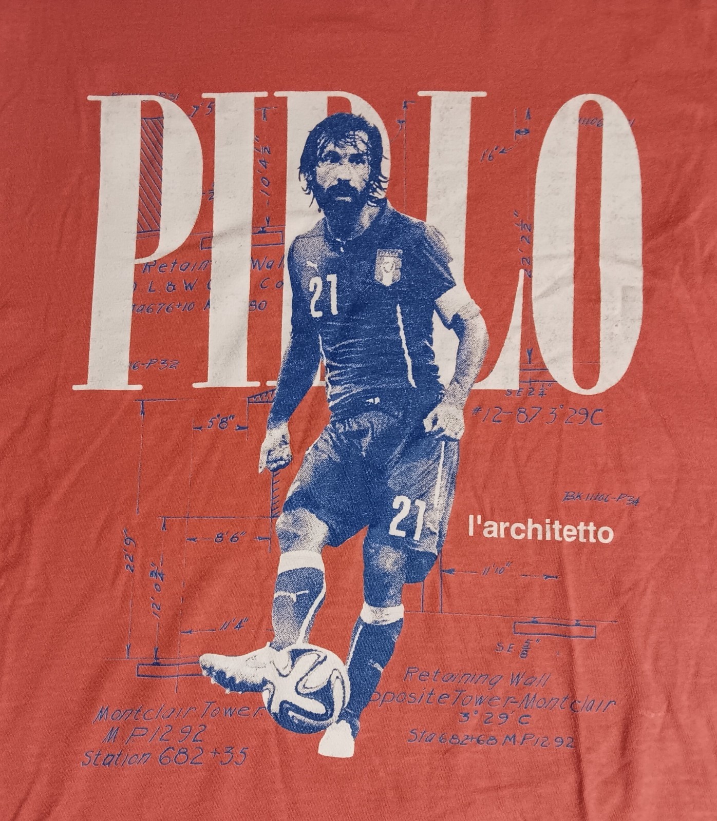 Vintage Style Soccer Andrea Pirlo t-shirt l'architetto Team Italy gallery