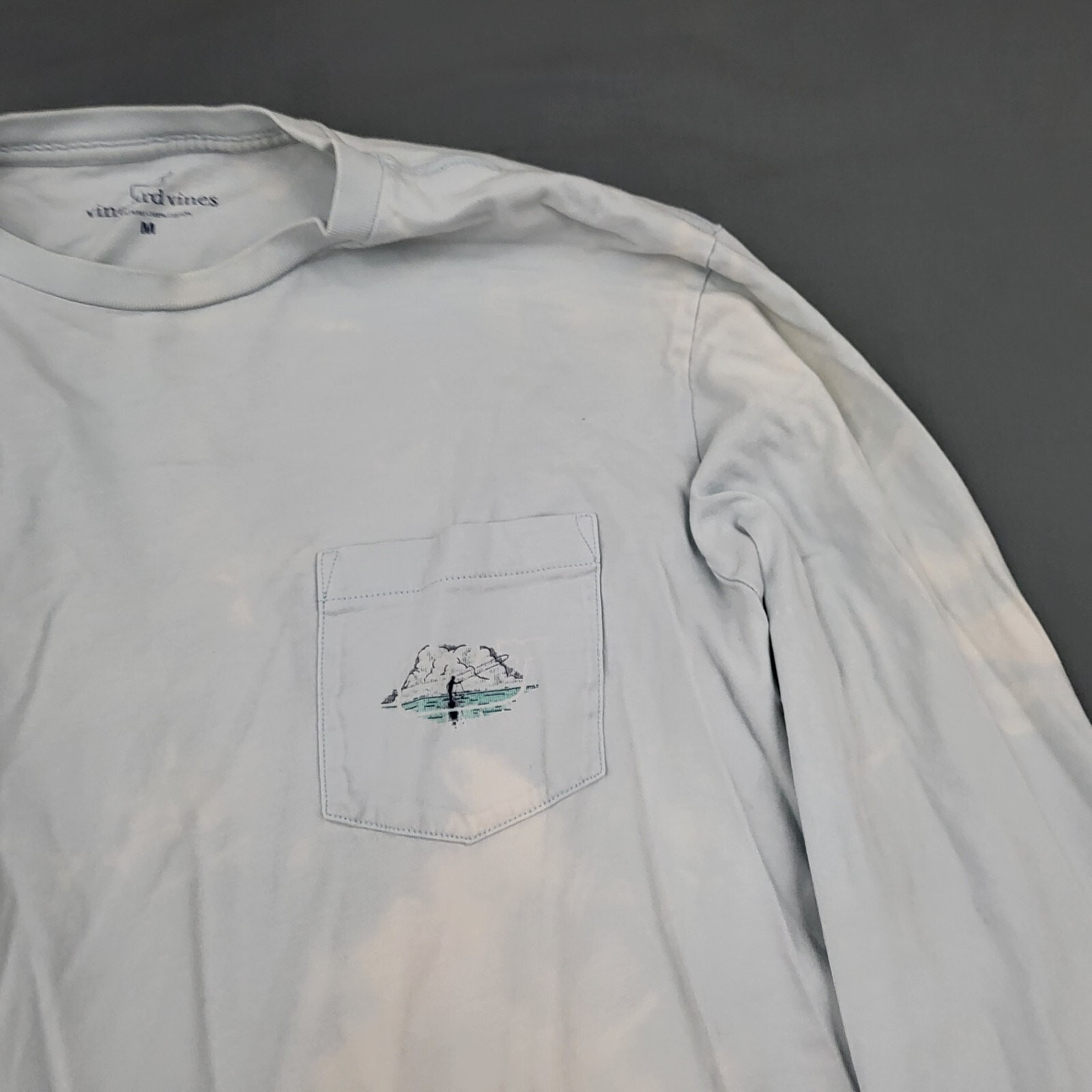 Vineyard Vines Mens Pocket T-Shirt Blue Fisherman Graphic M Distressed gallery