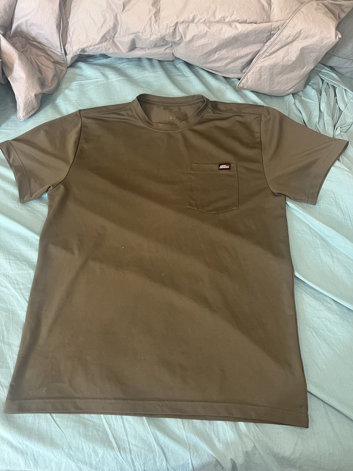 Dickies Shirt Men’s Large Olive Green Pocket Short Sleeve Tee Polyester gallery