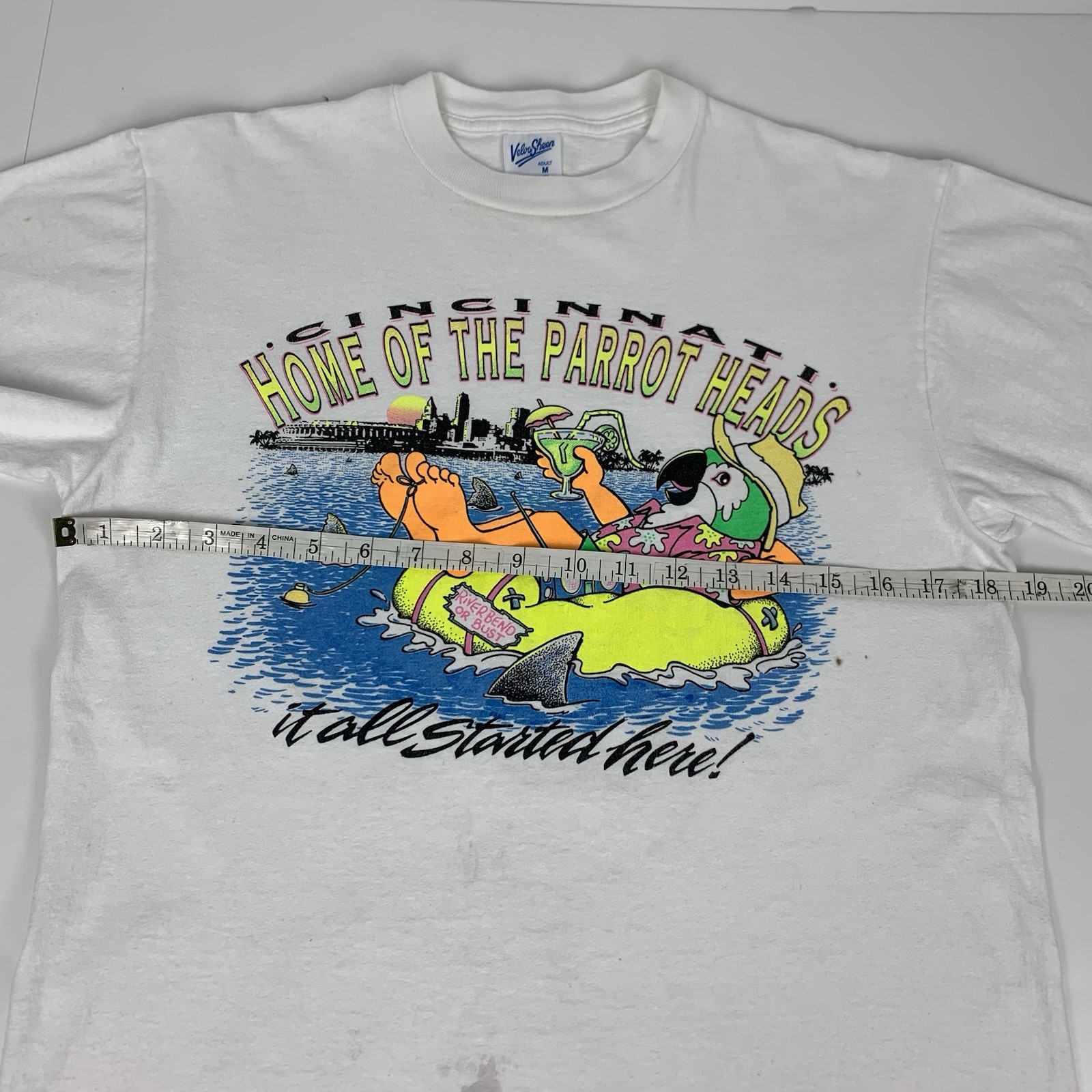 Vintage Cincinnati Parrot Heads T-Shirt Jimmy Buffett Warm 98 Radio Tee Medium gallery